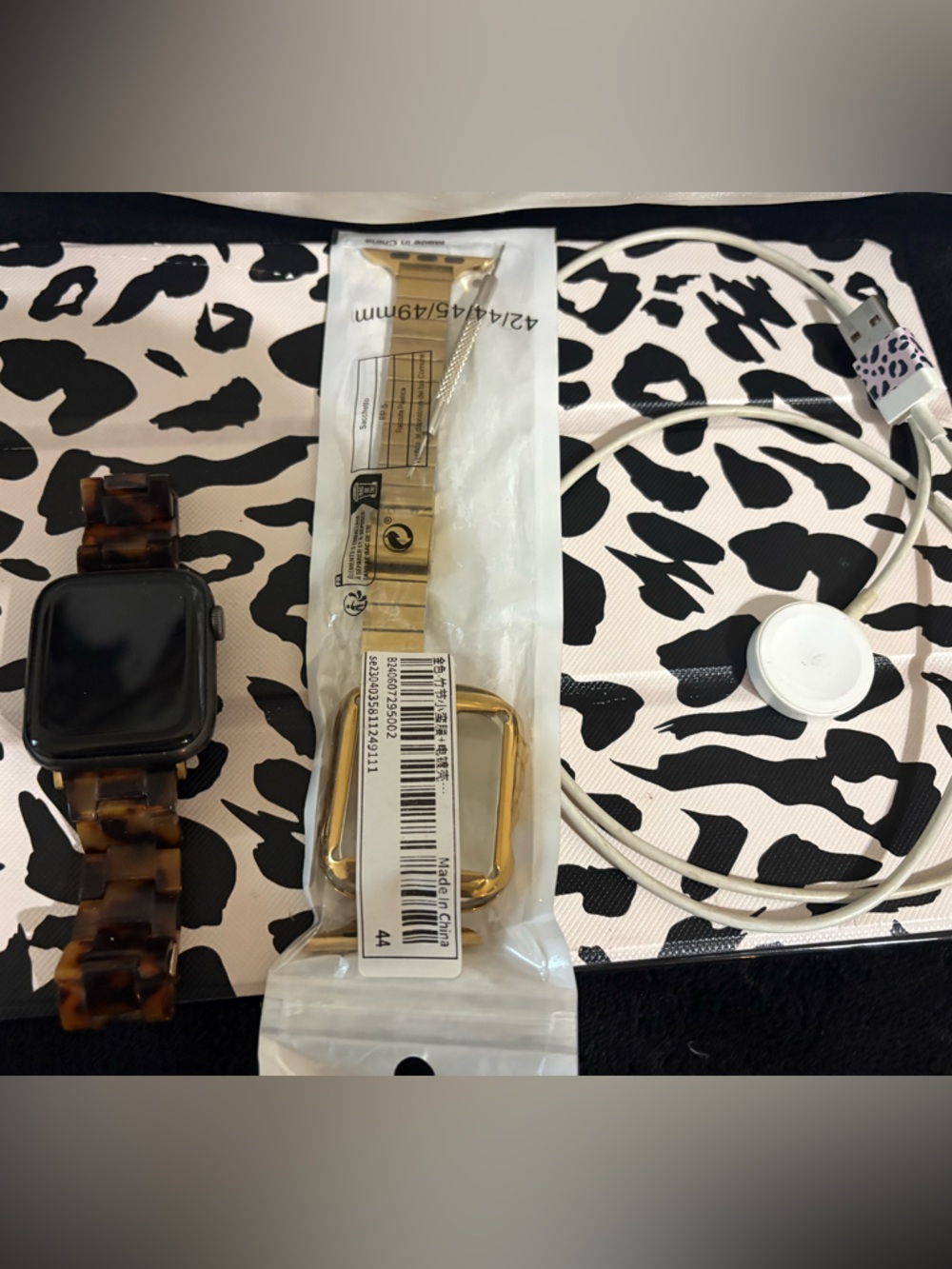 Apple Watch Series 5  and Gold Watch Case Frame with Magnetic Charger Cable